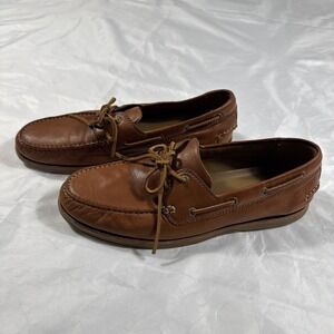Johnston Murphy‎ Monaco 2 Eye Boat Shoes Mens 11.5M Tan Glove Sheepskin Leather